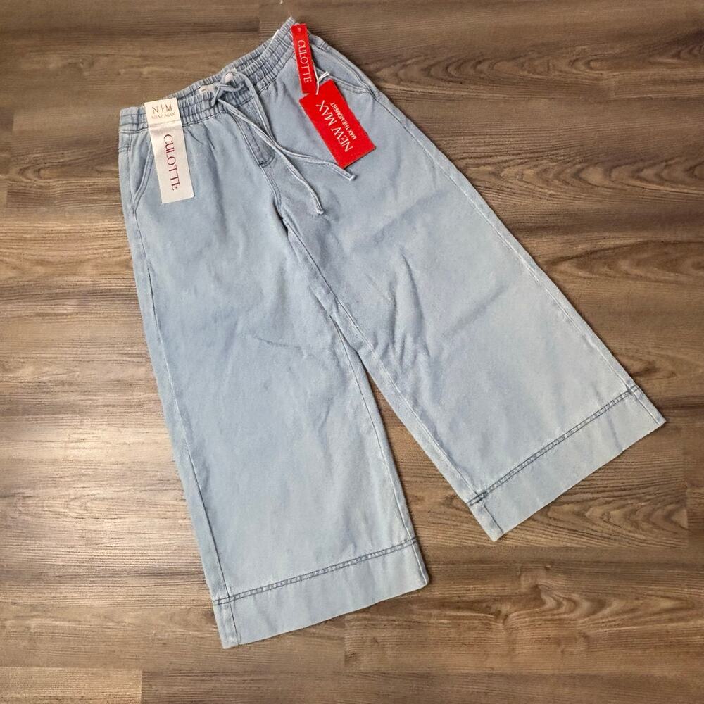 New Max Women’s Size 6 Light Wash High Rise Culotte Wide Leg Crop Jeans NWT